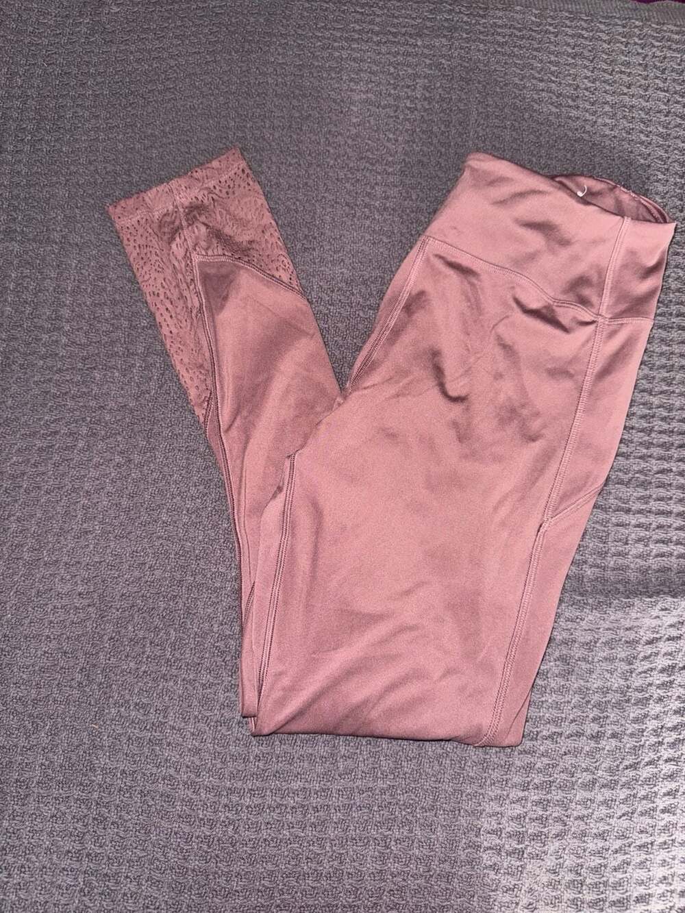 Victoria's Secret PINK Sport High-Waist Lace Hem Leggings Mauve Size L
